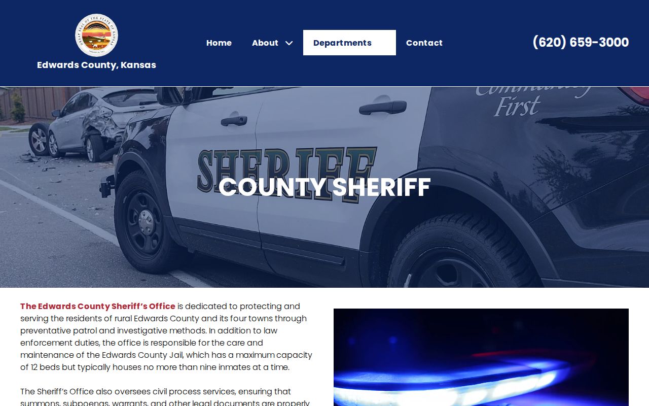 Edwards County Jail roster and booking record contact page